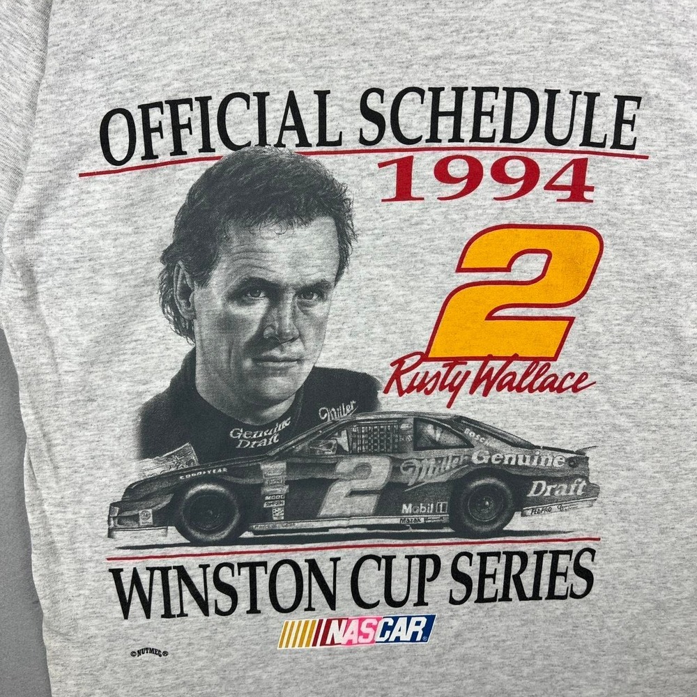 1994 Winston Cup Series Rusty Wallace NutMeg Nascar Grey Tee Shirt M - Picture 2 of 8